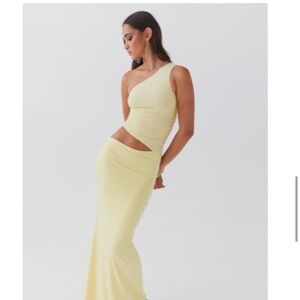 Peppermayo One Shoulder Yellow Dress